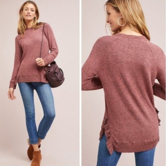 Anthropologie Sweaters - Anthropologie Postmark  Gia Ruffle Hem Crewneck Sweater